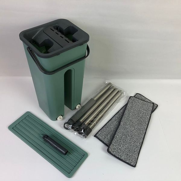 Швабра - ледар з відром і автоматичним віджимом 2 в 1 Hand Free Cleaning Mop 5 л. Колір: зелений 00013307 фото