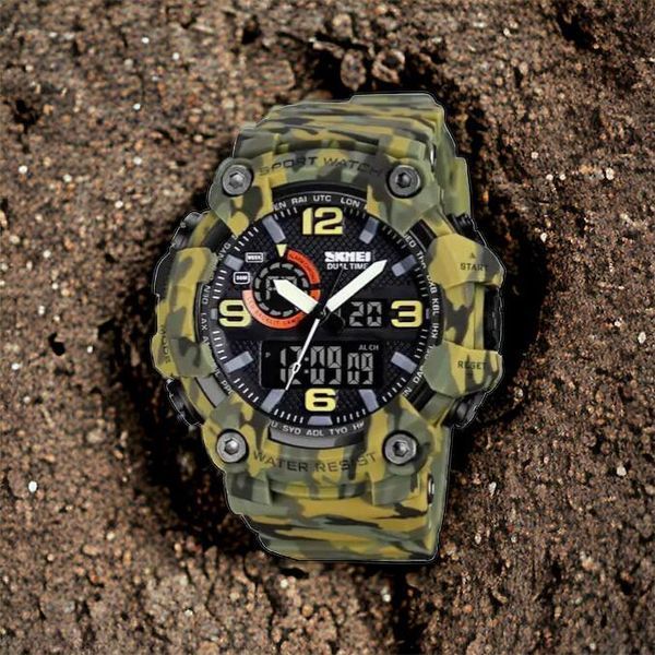 Годинник наручний чоловічий SKMEI 1520CMGN CAMO GREEN, годинник військовий чоловічий, для військовослужбовців. Колір: камуфляж 00022045 фото
