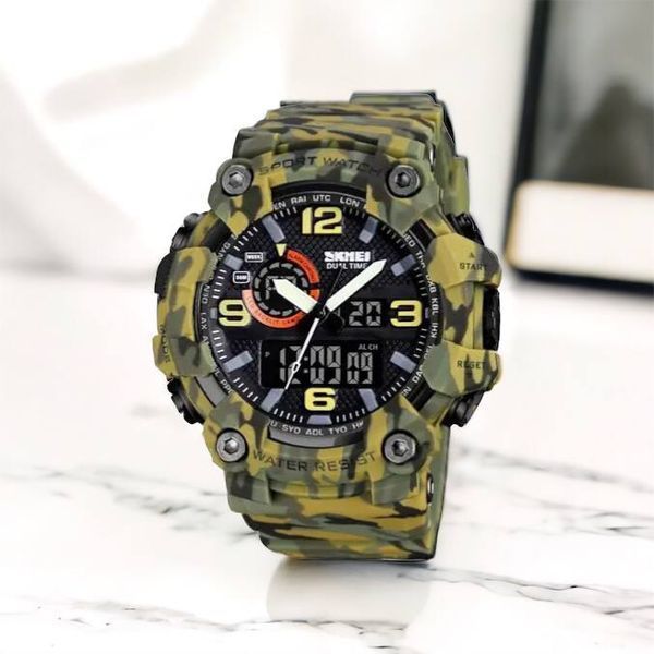 Годинник наручний чоловічий SKMEI 1520CMGN CAMO GREEN, годинник військовий чоловічий, для військовослужбовців. Колір: камуфляж 00022045 фото