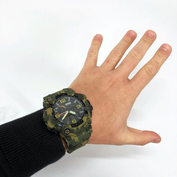 Годинник наручний чоловічий SKMEI 1520CMGN CAMO GREEN, годинник військовий чоловічий, для військовослужбовців. Колір: камуфляж 00022045 фото