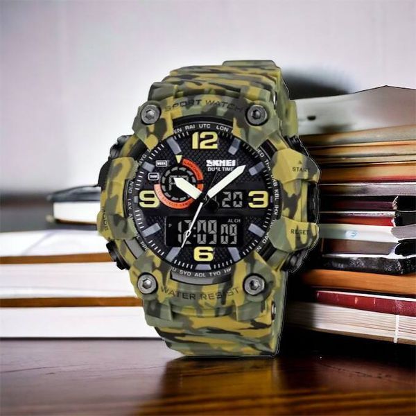 Годинник наручний чоловічий SKMEI 1520CMGN CAMO GREEN, годинник військовий чоловічий, для військовослужбовців. Колір: камуфляж 00022045 фото