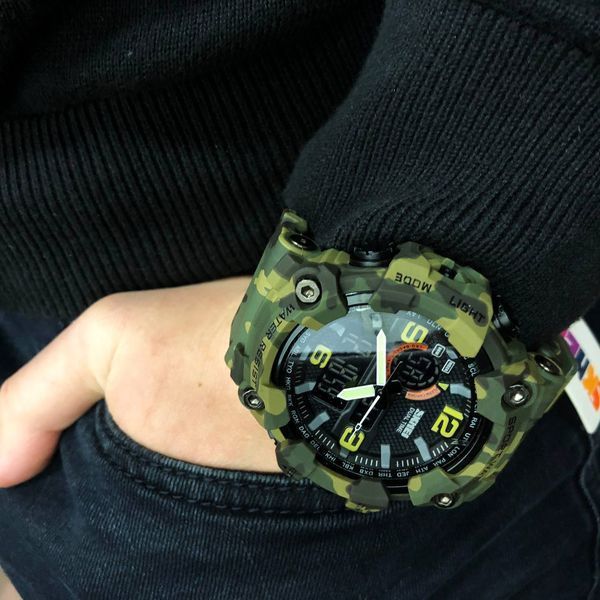 Годинник наручний чоловічий SKMEI 1520CMGN CAMO GREEN, годинник військовий чоловічий, для військовослужбовців. Колір: камуфляж 00022045 фото