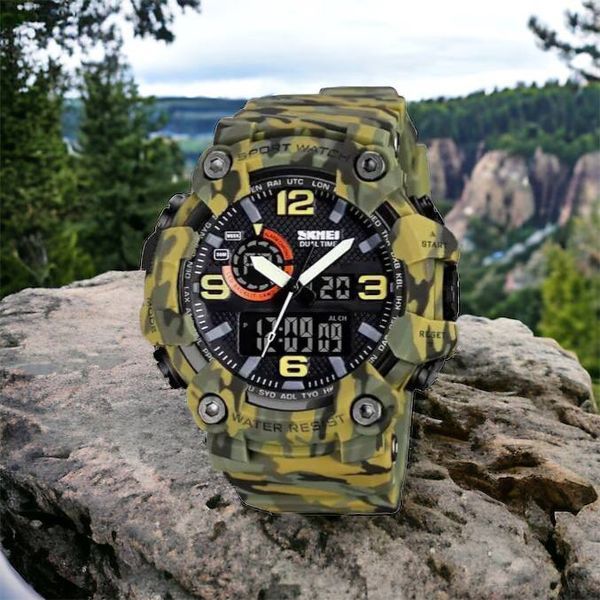 Годинник наручний чоловічий SKMEI 1520CMGN CAMO GREEN, годинник військовий чоловічий, для військовослужбовців. Колір: камуфляж 00022045 фото