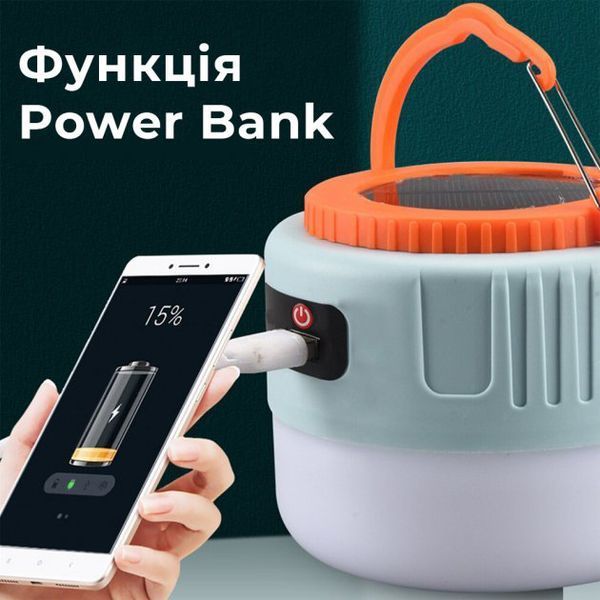 Фонарь кемпинг переносной 509-20LED, power bank, Li-Ion аккумулятор, солнечная батарея, ЗУ microUSB 00023497 фото