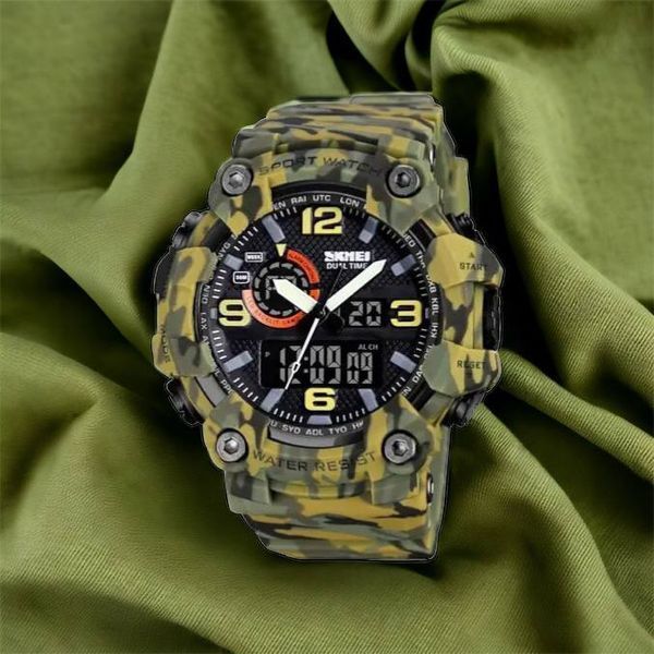 Годинник наручний чоловічий SKMEI 1520CMGN CAMO GREEN, годинник військовий чоловічий, для військовослужбовців. Колір: камуфляж 00022045 фото