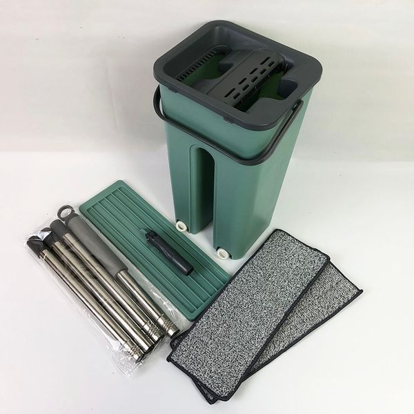 Швабра - ледар з відром і автоматичним віджимом 2 в 1 Hand Free Cleaning Mop 5 л. Колір: зелений 00013307 фото