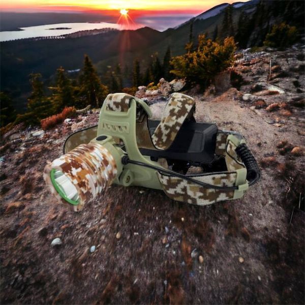 Фонарь налобный 2130-T6 Military, аккумуляторный 18650 х 2, zoom, зарядка micro USB, Головной фонарик 00023344 фото