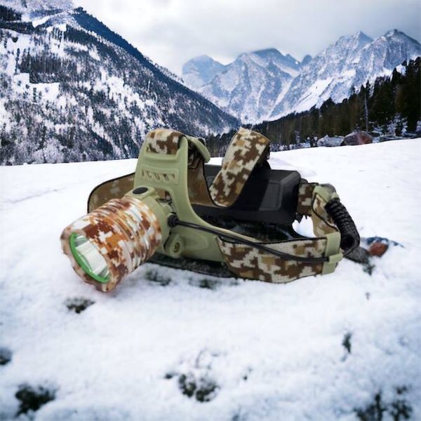 Фонарь налобный 2130-T6 Military, аккумуляторный 18650 х 2, zoom, зарядка micro USB, Головной фонарик 00023344 фото