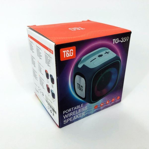 Портативна Bluetooth колонка TG359 7W з RGB підсвічуванням, гучна колонка для вечірки. Колір: чорний 00017674 фото