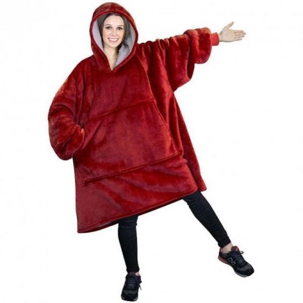 Толстовка плед з капюшоном і рукавами Huggle Hoodie оверсайз. Колір: червоний 00015823 фото