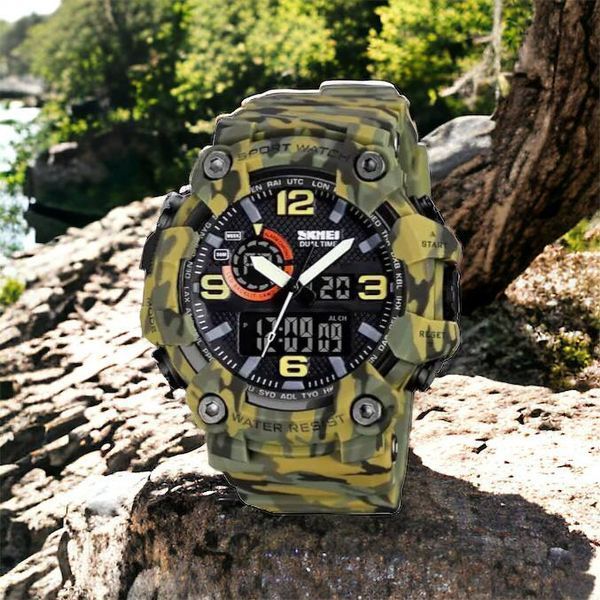 Годинник наручний чоловічий SKMEI 1520CMGN CAMO GREEN, годинник військовий чоловічий, для військовослужбовців. Колір: камуфляж 00022045 фото