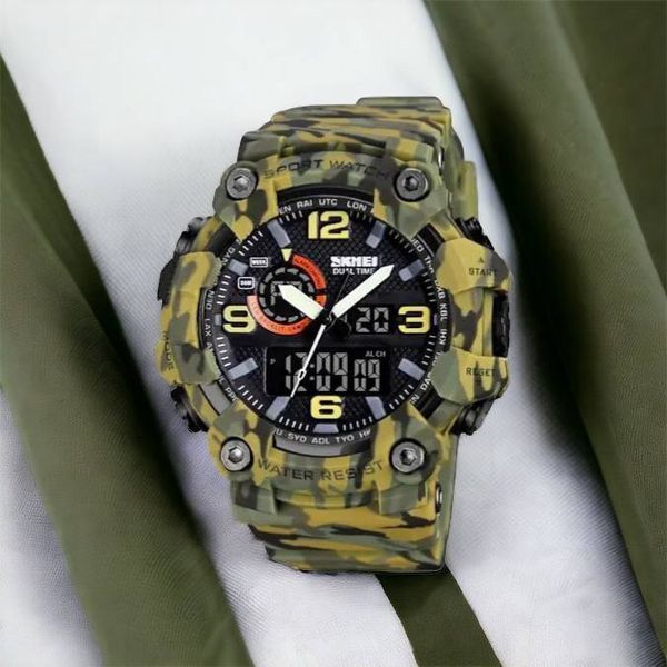 Годинник наручний чоловічий SKMEI 1520CMGN CAMO GREEN, годинник військовий чоловічий, для військовослужбовців. Колір: камуфляж 00022045 фото