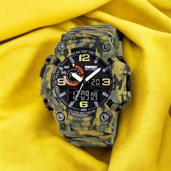 Годинник наручний чоловічий SKMEI 1520CMGN CAMO GREEN, годинник військовий чоловічий, для військовослужбовців. Колір: камуфляж 00022045 фото