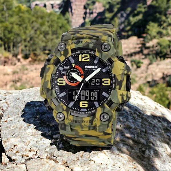 Годинник наручний чоловічий SKMEI 1520CMGN CAMO GREEN, годинник військовий чоловічий, для військовослужбовців. Колір: камуфляж 00022045 фото