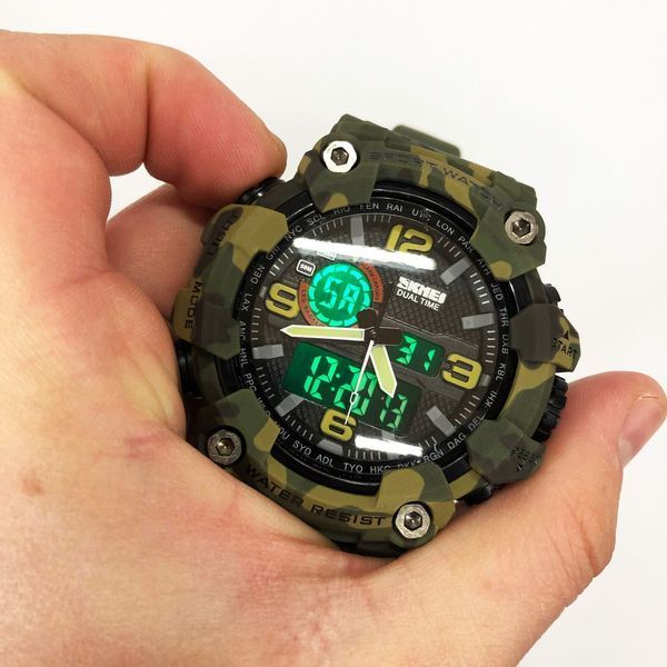 Годинник наручний чоловічий SKMEI 1520CMGN CAMO GREEN, годинник військовий чоловічий, для військовослужбовців. Колір: камуфляж 00022045 фото