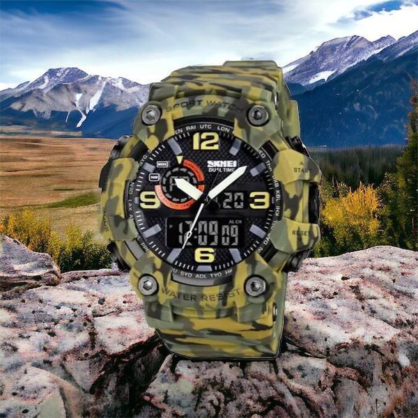 Годинник наручний чоловічий SKMEI 1520CMGN CAMO GREEN, годинник військовий чоловічий, для військовослужбовців. Колір: камуфляж 00022045 фото