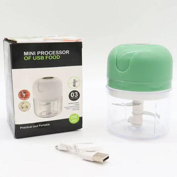 Аккумуляторный мини измельчитель для продуктов 250мл, с USB / Кухонный мини блендер для овощей 00020580 фото
