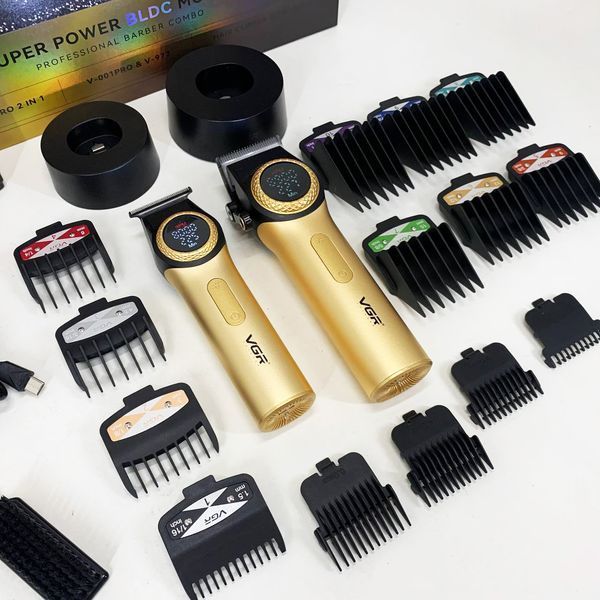 Набор vgr 2 в 1 v-001 v-977 gold, аккумуляторная машинка для стрижки и триммер. цвет: золотой 00014891 фото
