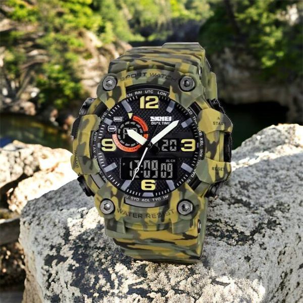Годинник наручний чоловічий SKMEI 1520CMGN CAMO GREEN, годинник військовий чоловічий, для військовослужбовців. Колір: камуфляж 00022045 фото