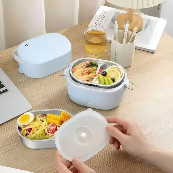 Ланч-бокс с подогревом объемом 1 л на два контейнера с крышками LY-800 00019523 фото
