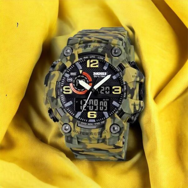 Годинник наручний чоловічий SKMEI 1520CMGN CAMO GREEN, годинник військовий чоловічий, для військовослужбовців. Колір: камуфляж 00022045 фото
