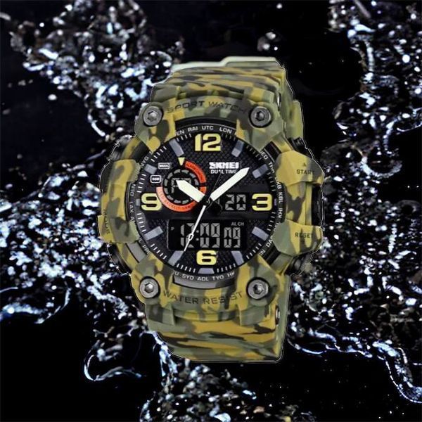 Годинник наручний чоловічий SKMEI 1520CMGN CAMO GREEN, годинник військовий чоловічий, для військовослужбовців. Колір: камуфляж 00022045 фото