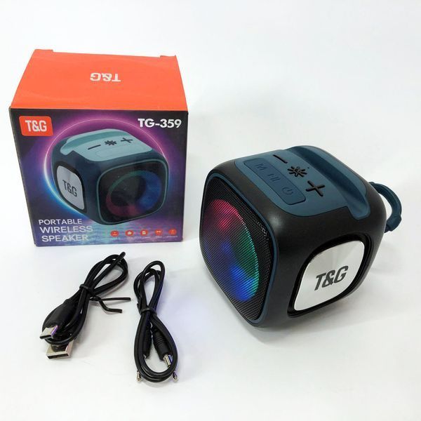 Портативна Bluetooth колонка TG359 7W з RGB підсвічуванням, гучна колонка для вечірки. Колір: чорний 00017674 фото