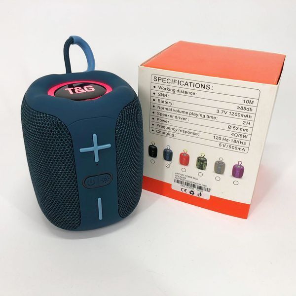Портативная Bluetooth колонка TG658 8W с RGB подсветкой, аккумуляторная переносная колонка. Цвет: синий 00017246 фото