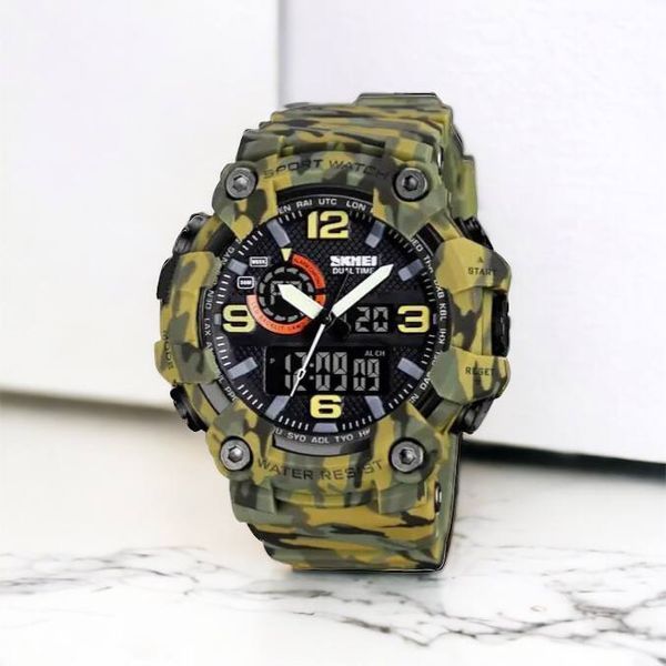 Годинник наручний чоловічий SKMEI 1520CMGN CAMO GREEN, годинник військовий чоловічий, для військовослужбовців. Колір: камуфляж 00022045 фото