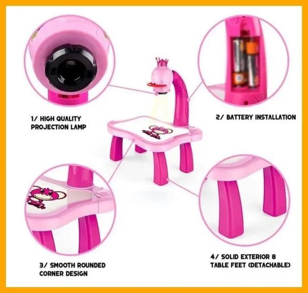 Детский стол проектор для рисования с подсветкой Projector Painting РОЗОВЫЙ 00016029 фото