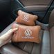 Набор подушек 2шт для автомобиля Volkswagen из натуральной коричневой кожи. Подушки на подголовник 00016772 фото 5