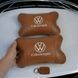Набор подушек 2шт для автомобиля Volkswagen из натуральной коричневой кожи. Подушки на подголовник 00016772 фото 14