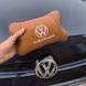 Набор подушек 2шт для автомобиля Volkswagen из натуральной коричневой кожи. Подушки на подголовник 00016772 фото 8