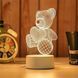 Настольный 3D акриловый светильник,декоративный настольный с объемным рисунком Мишка с сердцем 00024525 фото 3
