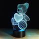 Настольный 3D акриловый светильник,декоративный настольный с объемным рисунком Мишка с сердцем 00024525 фото 1