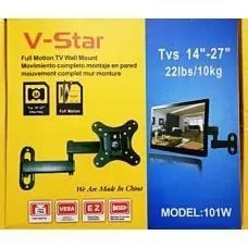 Крепление кронштейн для телевизоров/мониторов поворотный V-Star 101W 14-27'' Черный 00024511 фото