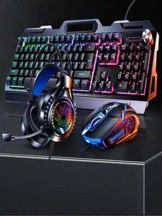 Ігровий комплект клавіатура та миша навушники килимок 4в1 Linmoni TF-400 Kit з RGB підсвічуванням для геймерів 00017376 фото