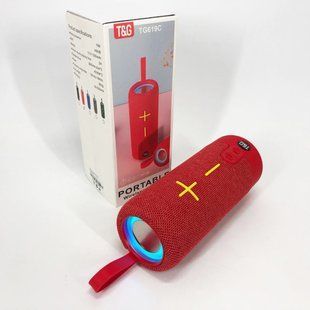 Портативная Bluetooth колонка TG619C FM-радио USB/TF с ремешком, громкая блютуз колонка. Цвет: красный 00017216 фото