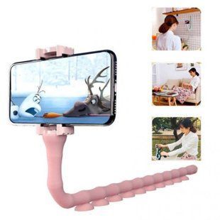 Гибкий держатель для телефона с присосками универсальный Cute Worm Lazy Holder. Цвет: розовый 00012533 фото