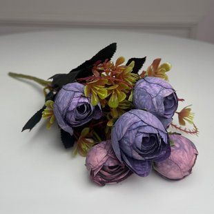 Букет Ранункулюсов искусственный, 30 см, 5 стеблей, 8 цветков/микс (2 букета в уп.). Цвет: фиолетовый 00013434 фото
