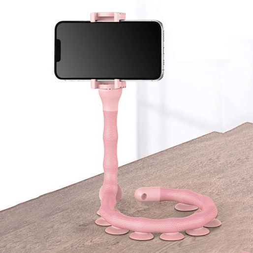 Гибкий держатель для телефона с присосками универсальный Cute Worm Lazy Holder. Цвет: розовый 00012533 фото
