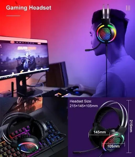 Ігровий комплект клавіатура та миша навушники килимок 4в1 Linmoni TF-400 Kit з RGB підсвічуванням для геймерів 00017376 фото