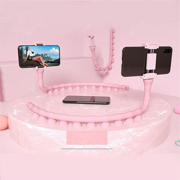 Гибкий держатель для телефона с присосками универсальный Cute Worm Lazy Holder. Цвет: розовый 00012533 фото