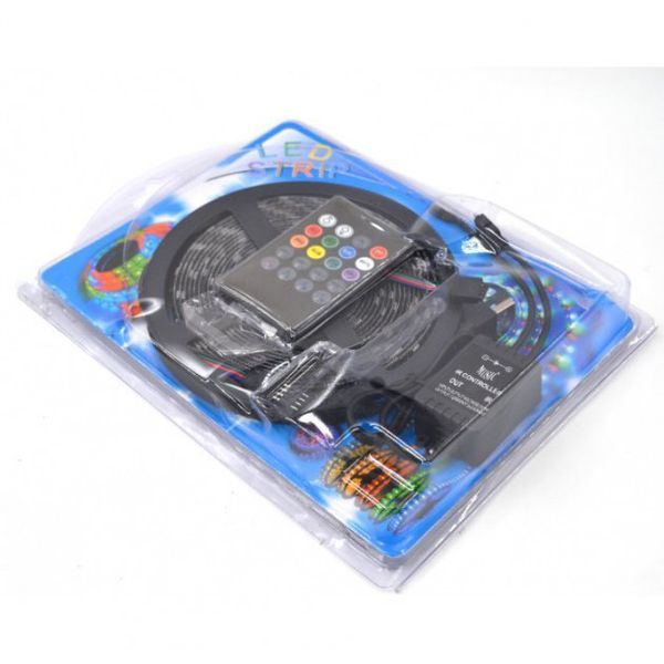 Світлодіодна стрічка SMD 5050 RGB LED 2 м IP65 з пультом та блоком живлення USB, 2м, Стрічка світлодіодна 5050 00012552 фото