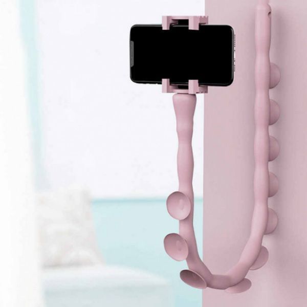 Гибкий держатель для телефона с присосками универсальный Cute Worm Lazy Holder. Цвет: розовый 00012533 фото