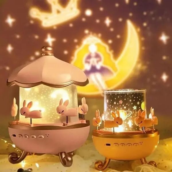 Детский ночник проектор звездного неба Bluetooth Fairy Tale E11 аккумуляторный светильник карусель 6 сменных картинок с LED подсветкой и музыкой 00016005 фото
