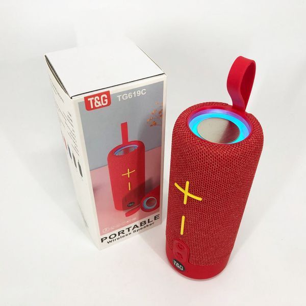Портативна Bluetooth колонка TG619C FM-радіо USB/TF з ремінцем, гучна блютуз колонка. Колір: червоний 00017216 фото