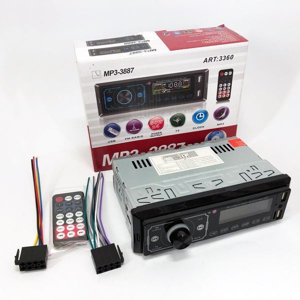 Автомагнітола MP3 3887 ISO 1DIN сенсорний дисплей LED/LCD, Автомобільна магнітола 1din штатна 00016827 фото