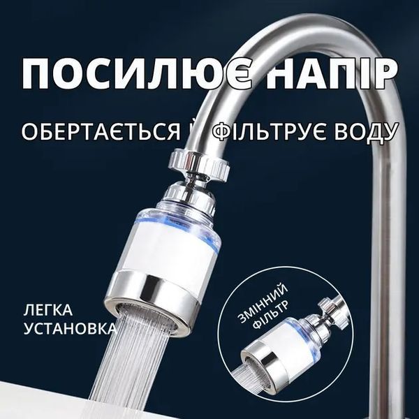 Аератор насадка на кран-змішувач Faucet Splash Head поворотна для економії води з фільтром 00021430 фото
