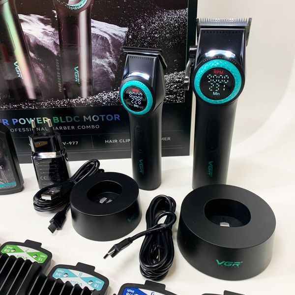 Набор vgr 2 в 1 v-001 v-977 black, аккумуляторная машинка для стрижки и триммер. цвет: черный 00014892 фото